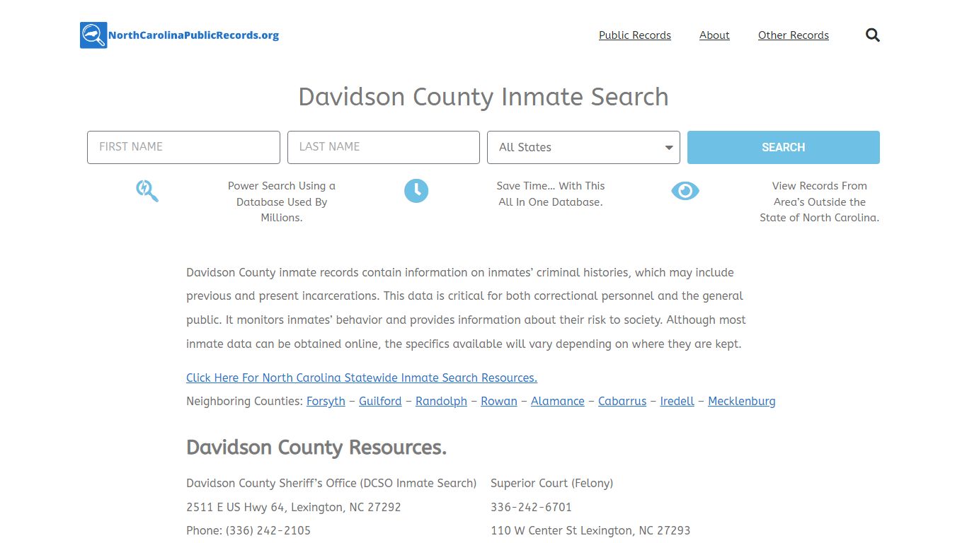 Davidson County Inmate Search - DCSO Current & Past Jail Records