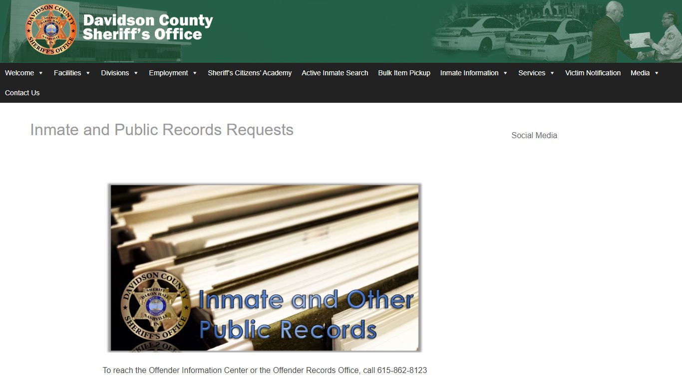 Inmate and Public Records Requests - Davidson County Sheriff